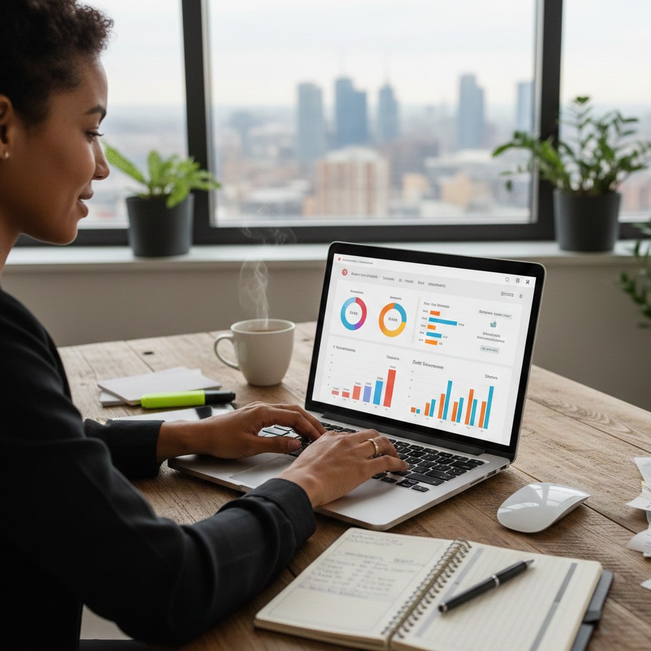 Pessoa organizando finanças pessoais em um notebook